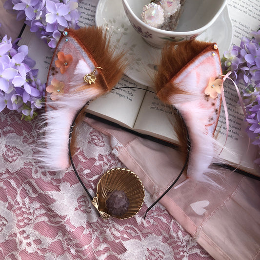 “Adorned in Flowers” Auburn Kitten Ears ✨🌿