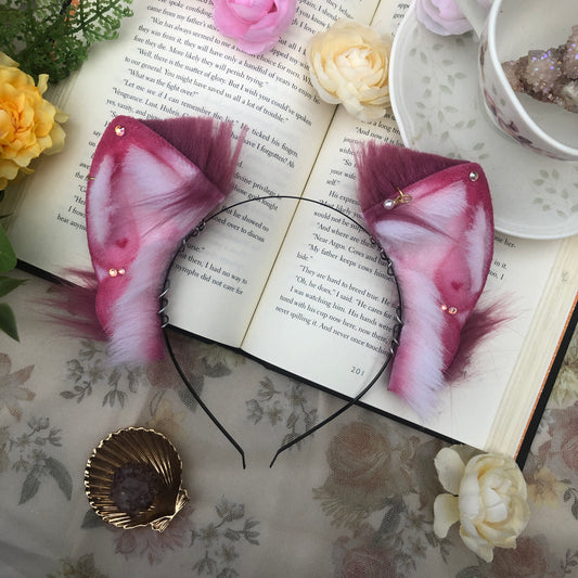 “English Rose” Fluffy Petite Foxkit Ears (Berry) ✨🍃