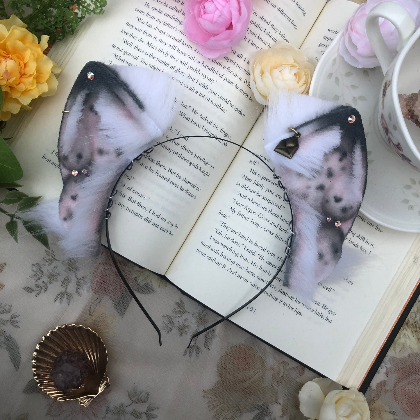 “With Love” Fluffy Petite Foxkit Ears (Grey & White) ✨🍃