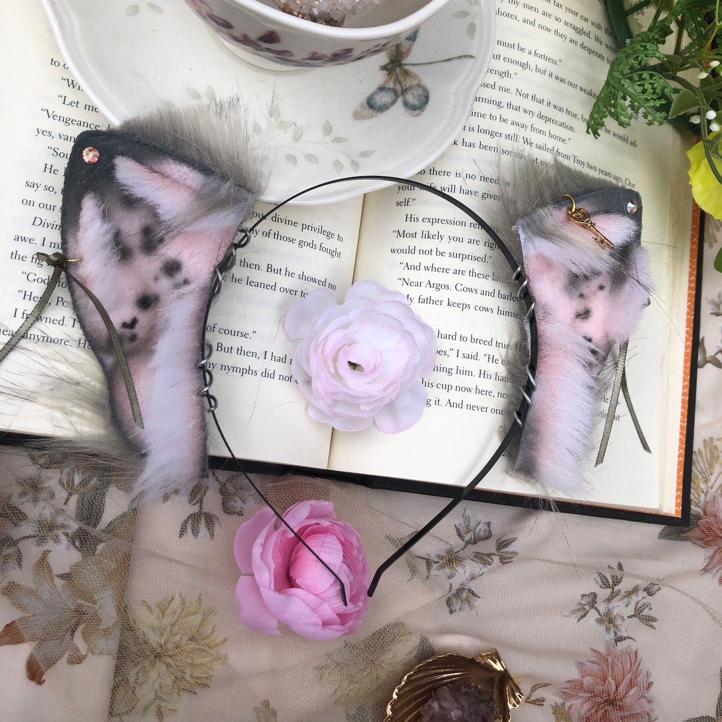 ”English Rain” Freckled Baby Foxkit Ears (Grey) ✨🍃