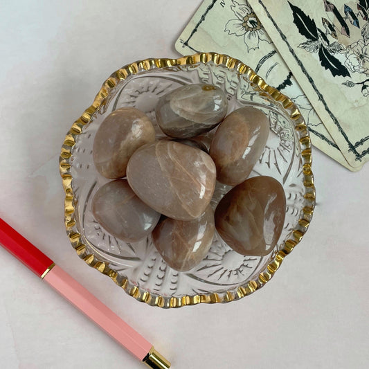 Peach Moonstone Mini Palm Stone