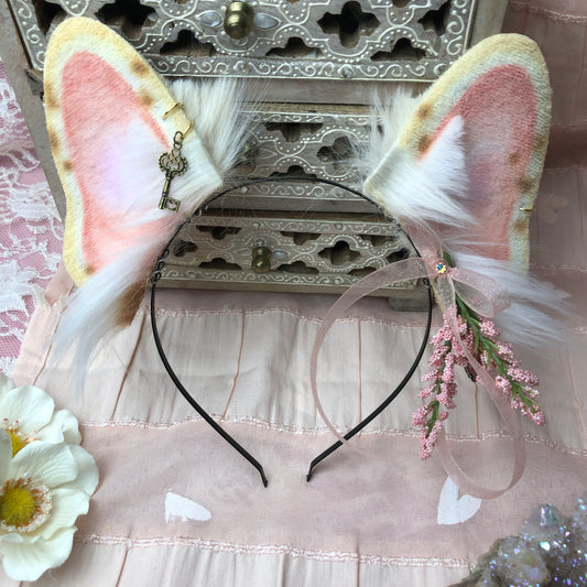 Pink Lavender Spotted Cream Frenchie Ears