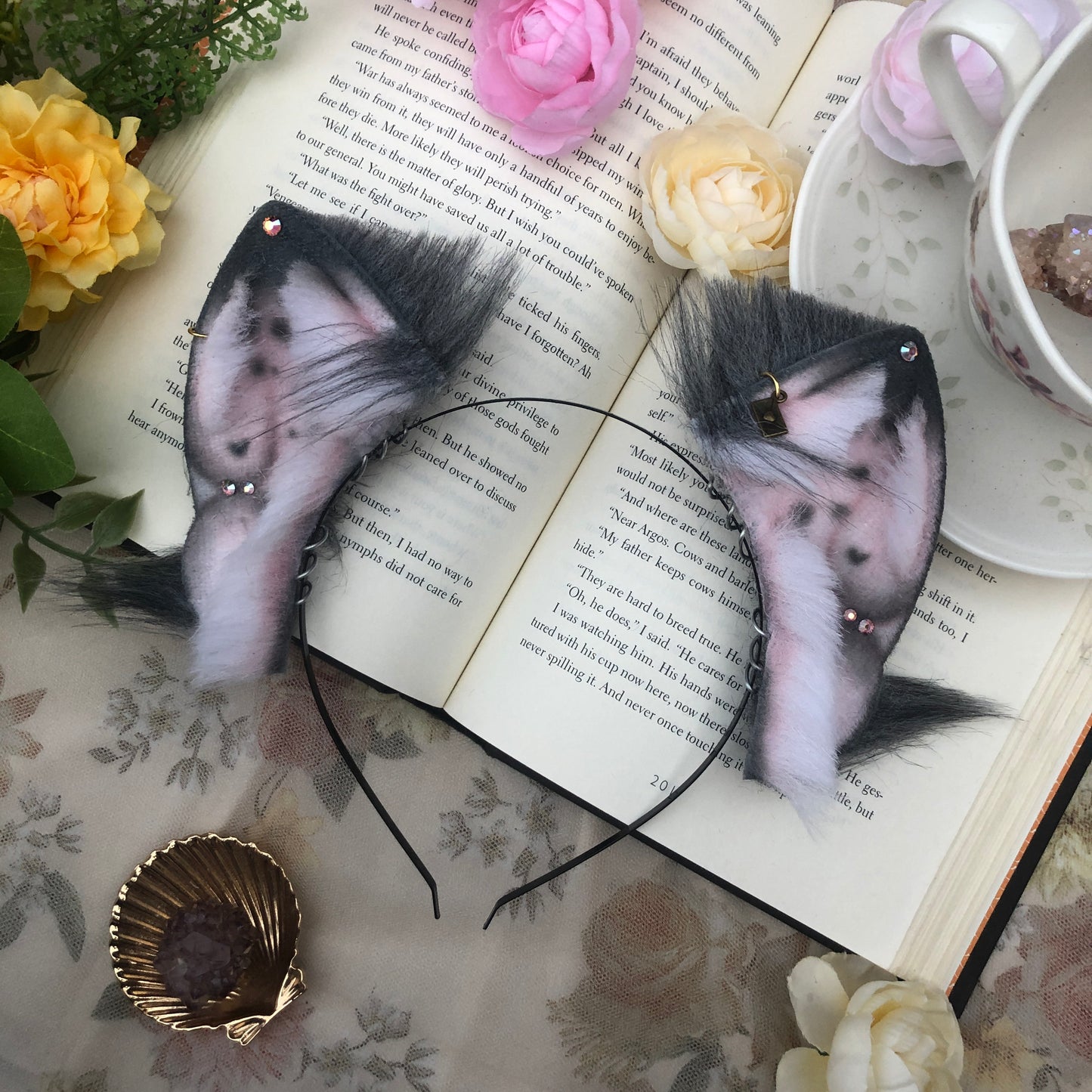 “Unmoored” Fluffy Petite Foxkit Ears (Grey) ✨🍃