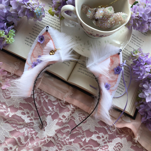 “Adorned in Flowers” White Kitten Ears ✨🌿