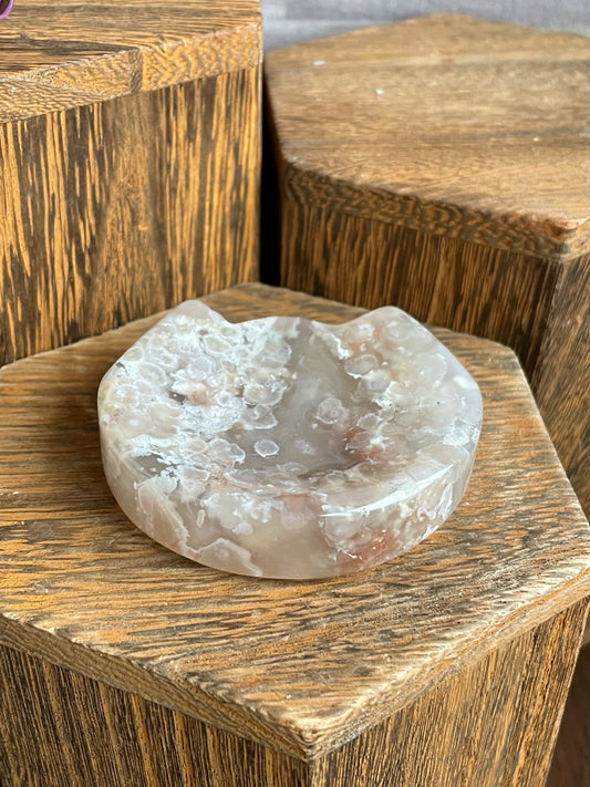 Flower Agate Cat Ear Bowl