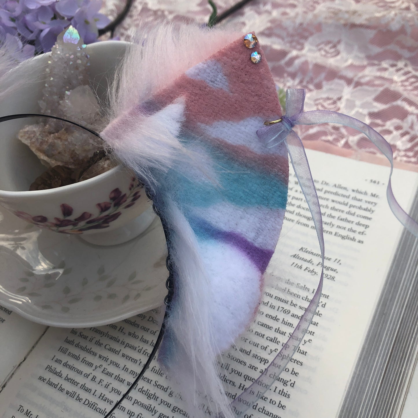 Pink ‘Pastel Skies’ Petite Kitten Ears ✨🌿