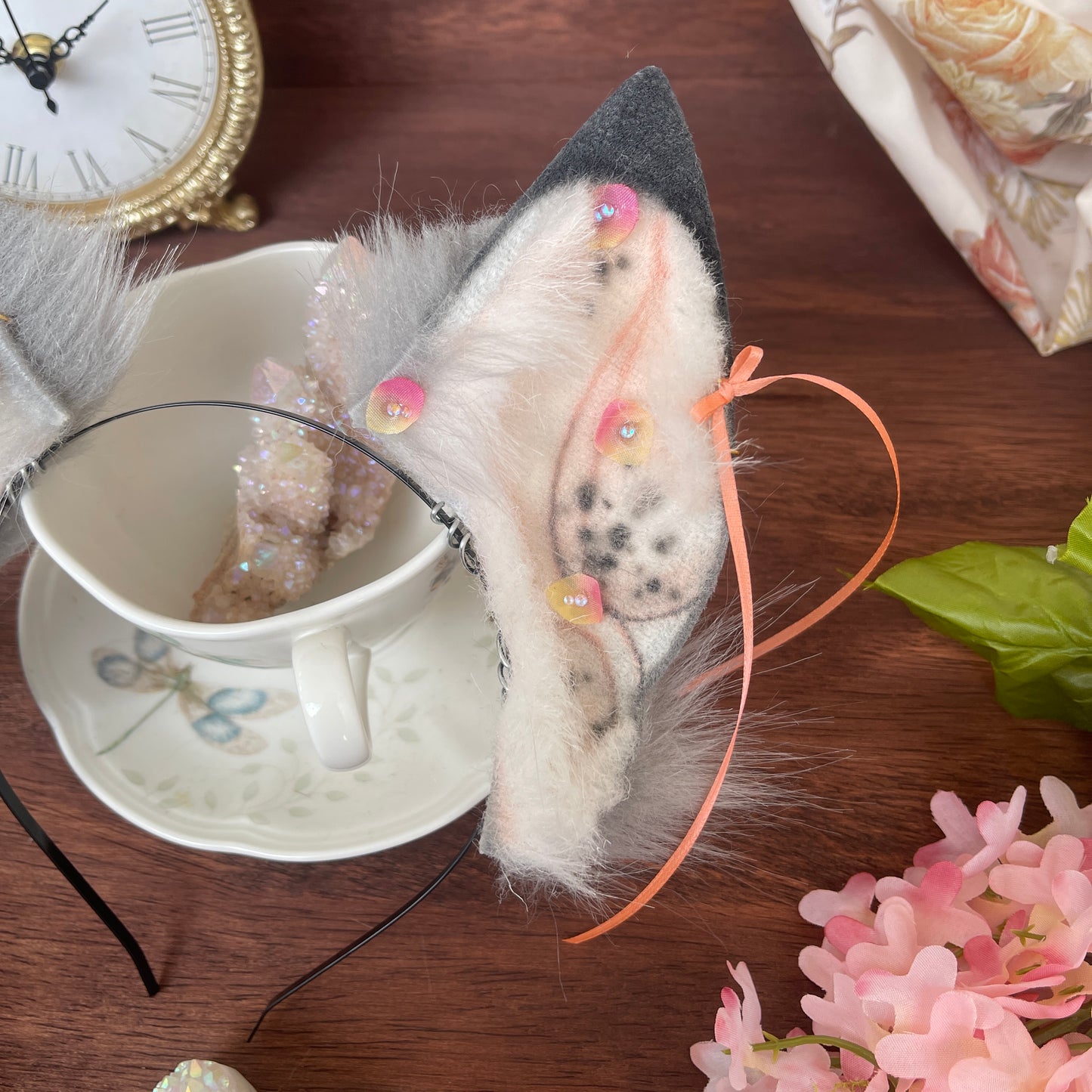 Raincloud - Grey Tall Fox Ears ✨🌷