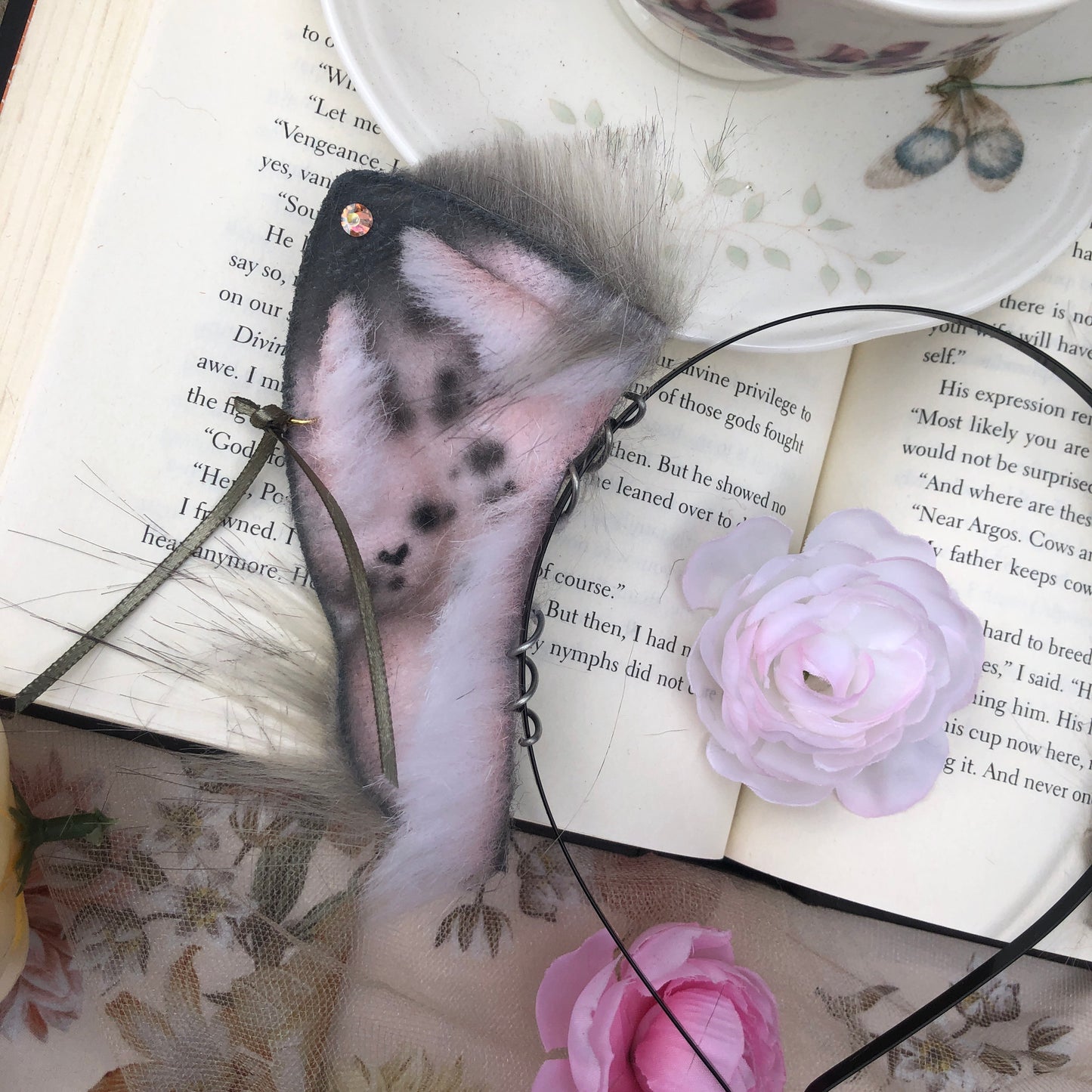 ”English Rain” Freckled Baby Foxkit Ears (Grey) ✨🍃