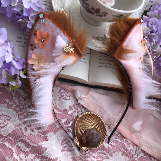 “Adorned in Flowers” Auburn Kitten Ears ✨🌿