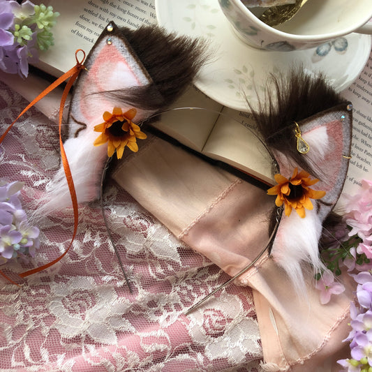 Chocolate Sunflower Petite Kitten Ears ✨🌿