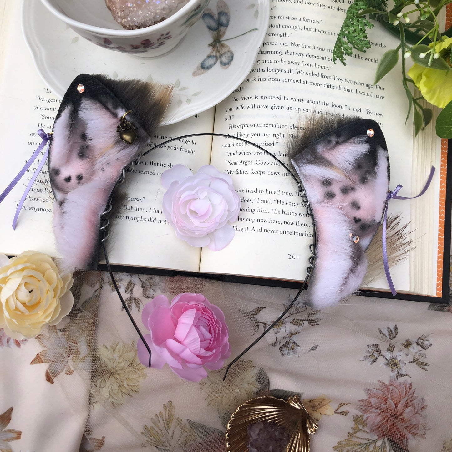 “Raindrops” Freckled Wolf Pup Ears (Grey) ✨🍃