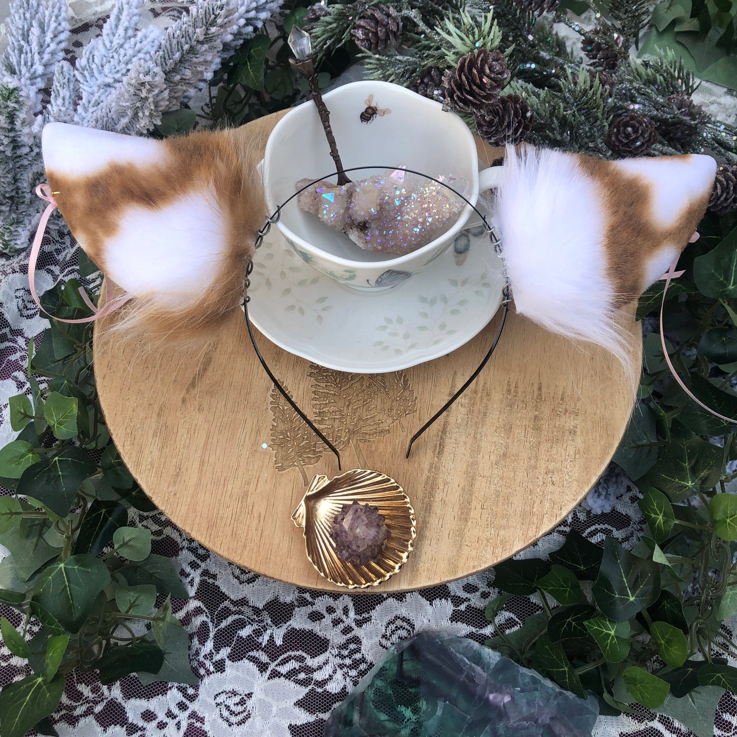 ‘Lovebird’ Piebald Fawn Ears ✨🍃