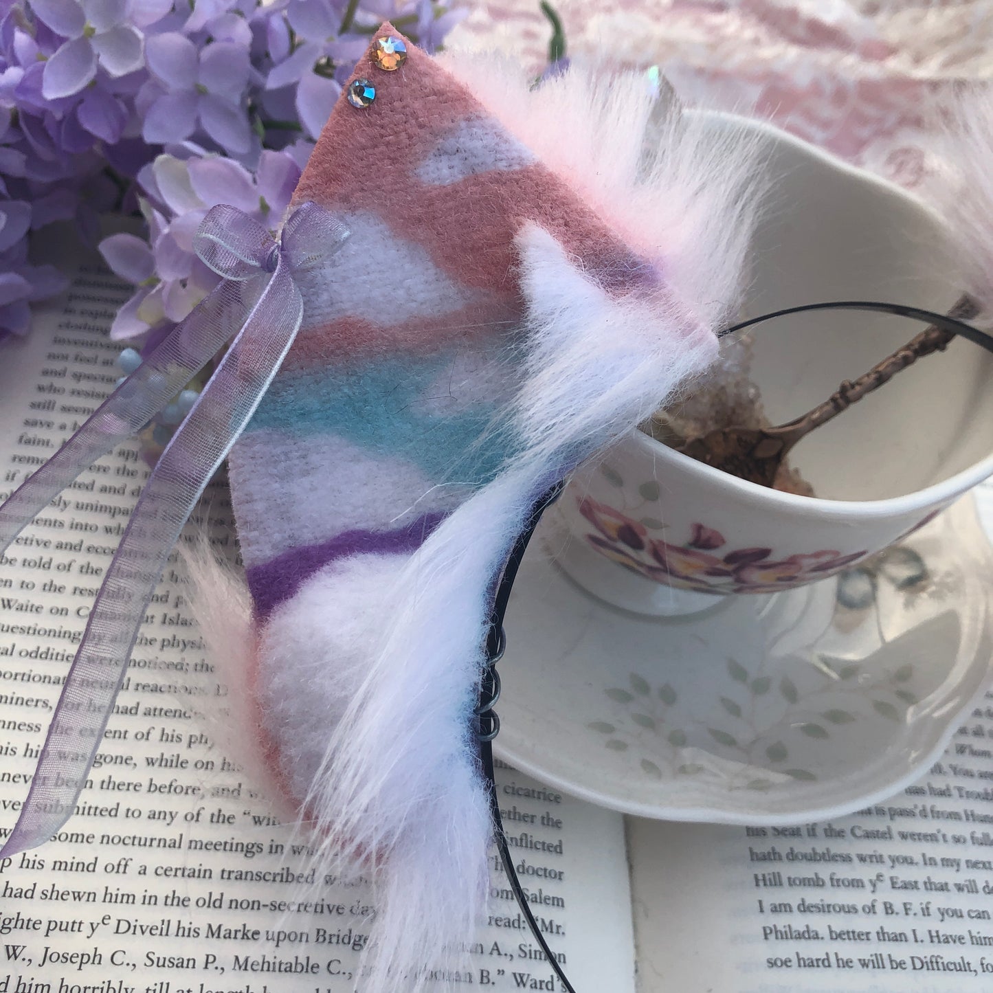 Pink ‘Pastel Skies’ Petite Kitten Ears ✨🌿