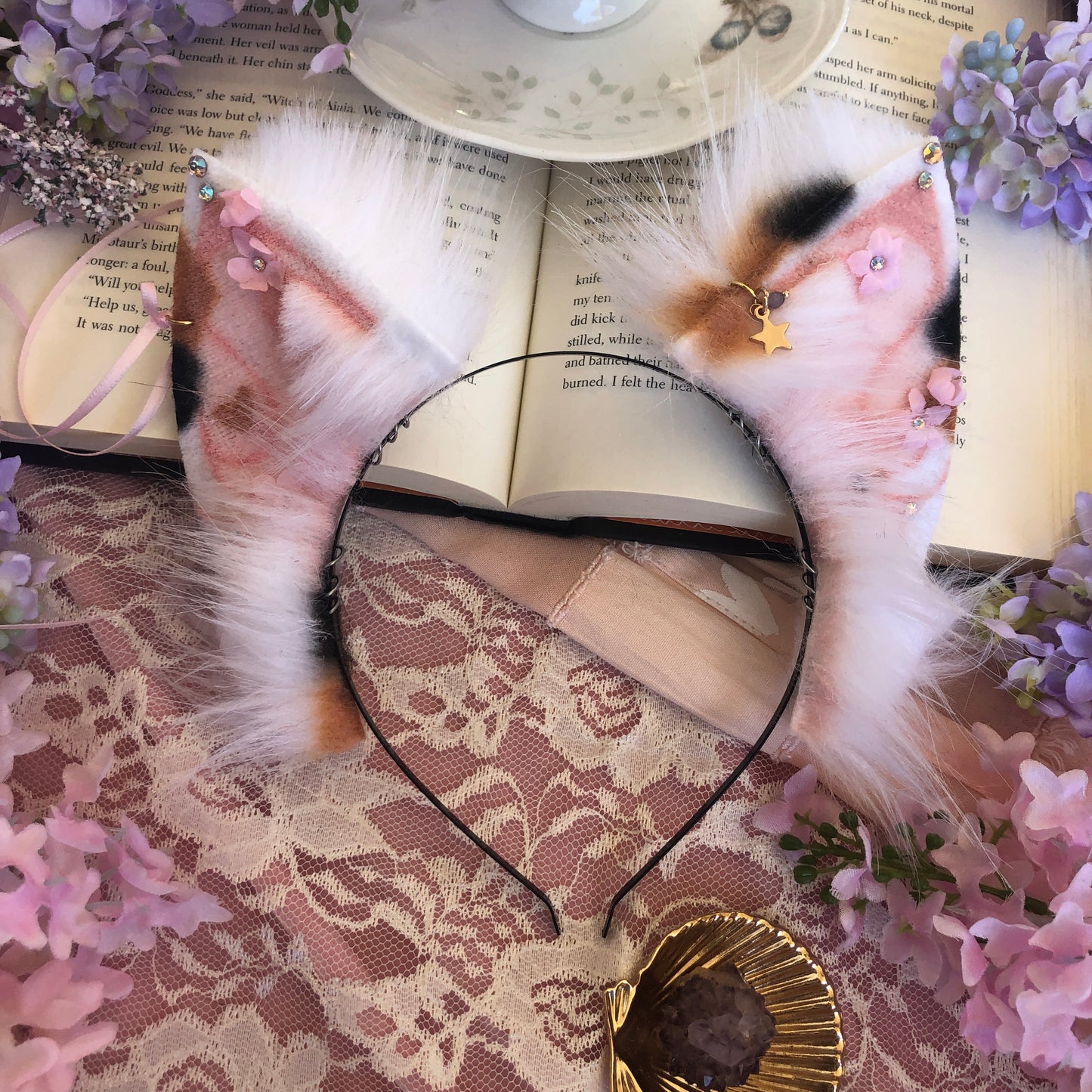 “Adorned in Flowers” Calico Kitten Ears ✨🌿
