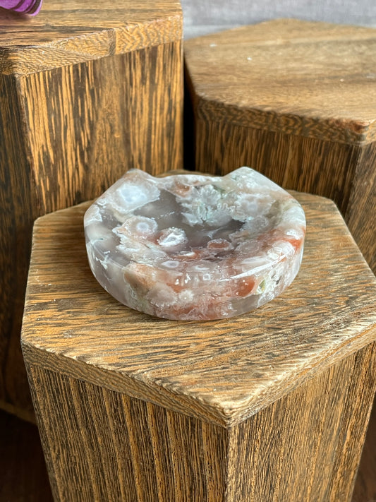 Flower Agate Cat Ear Bowl