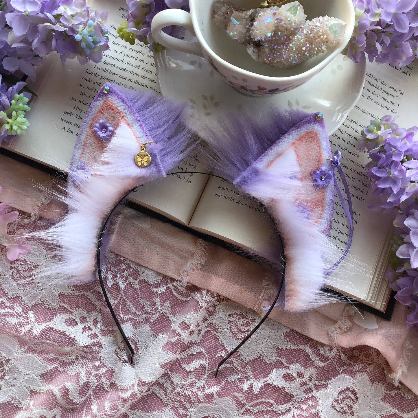 “Adorned in Flowers” Lavender Kitten Ears ✨🌿