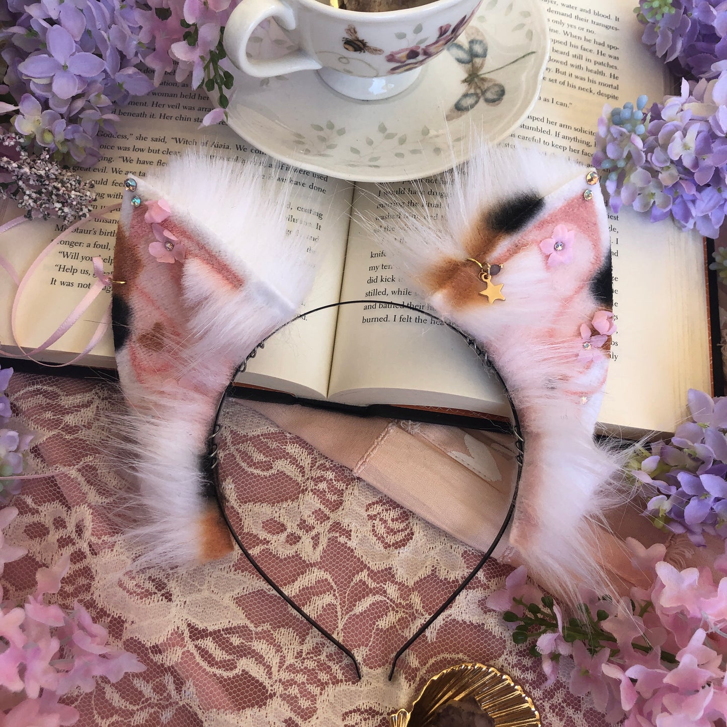 “Adorned in Flowers” Calico Kitten Ears ✨🌿