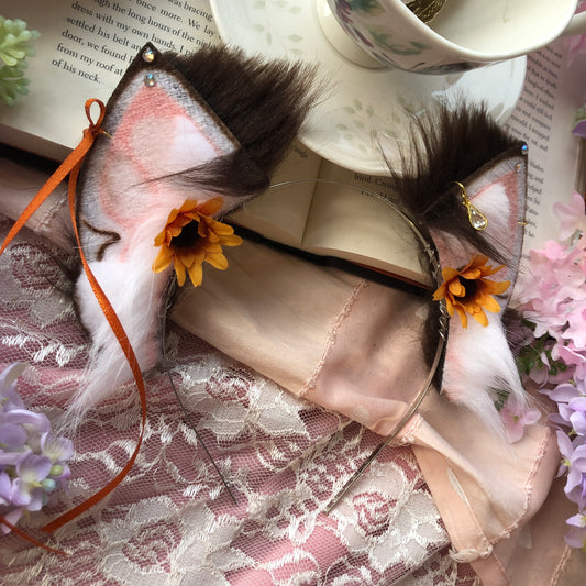 Chocolate Sunflower Petite Kitten Ears ✨🌿