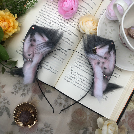 “Unmoored” Fluffy Petite Foxkit Ears (Grey) ✨🍃