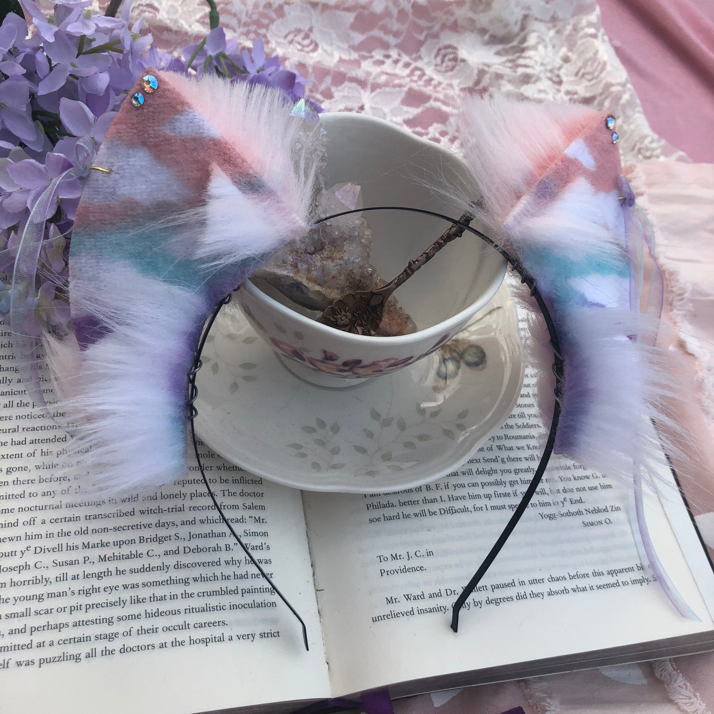 Pink ‘Pastel Skies’ Petite Kitten Ears ✨🌿