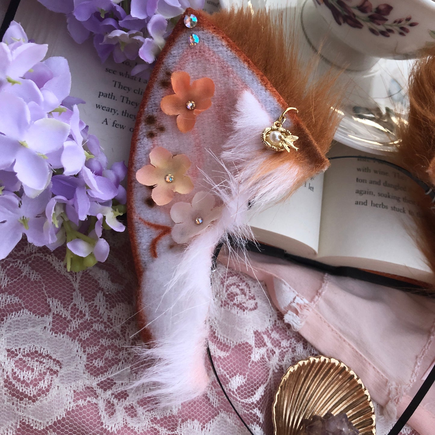 “Adorned in Flowers” Auburn Kitten Ears ✨🌿